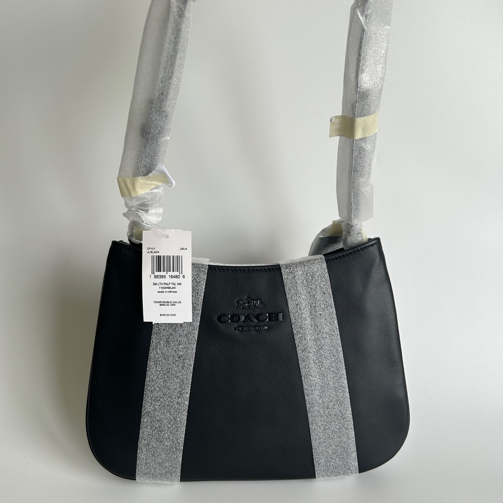 Coach Penelope CP101 Black Leather Shoulder Bag New - Picture 3 of 8